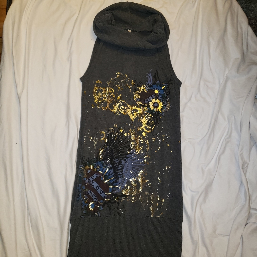 Cowl neck tunic or mini dress size s